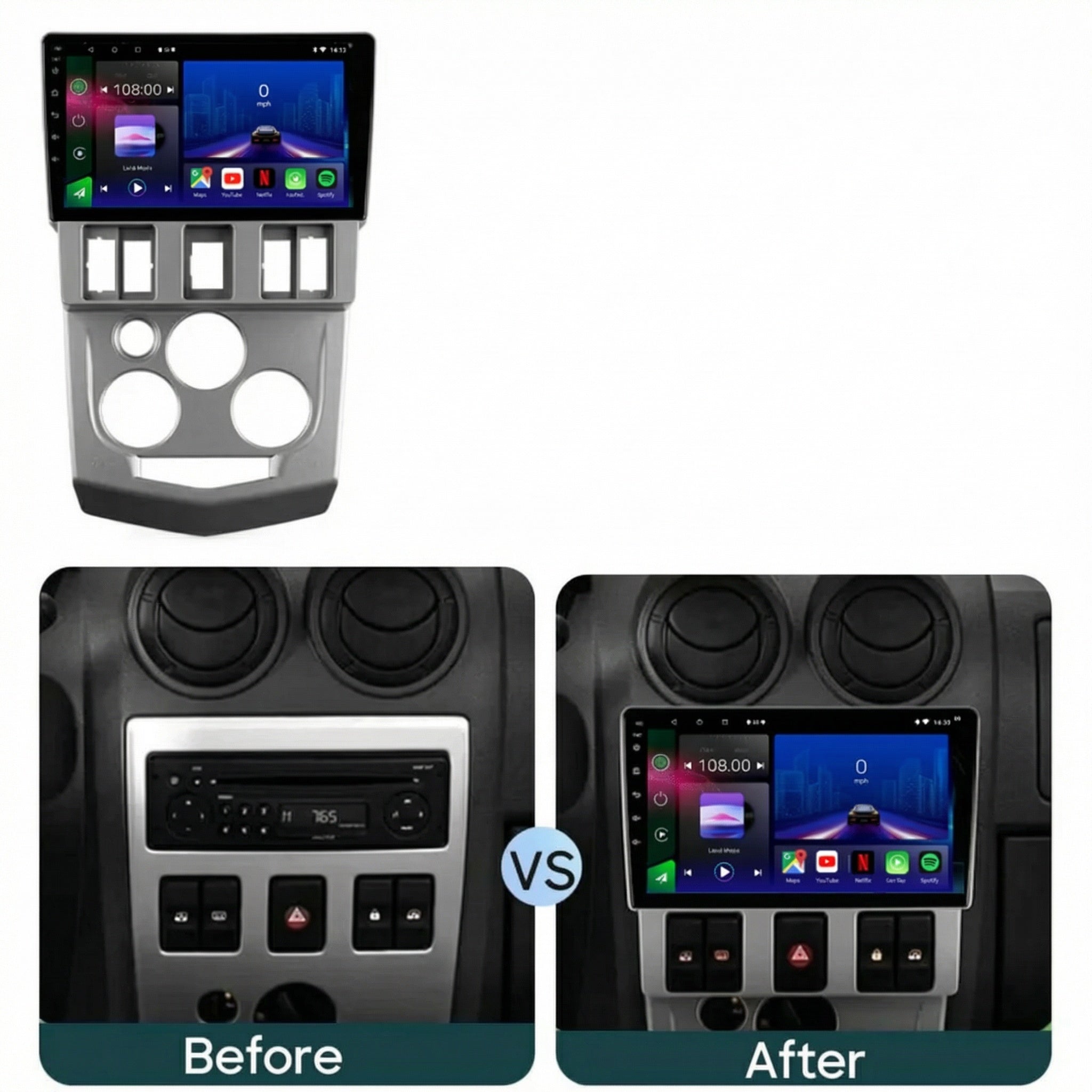 Dacia Logan 2004-2009 Android 14 Car Stereo Head Unit CarPlay Android Auto - Pluscenter