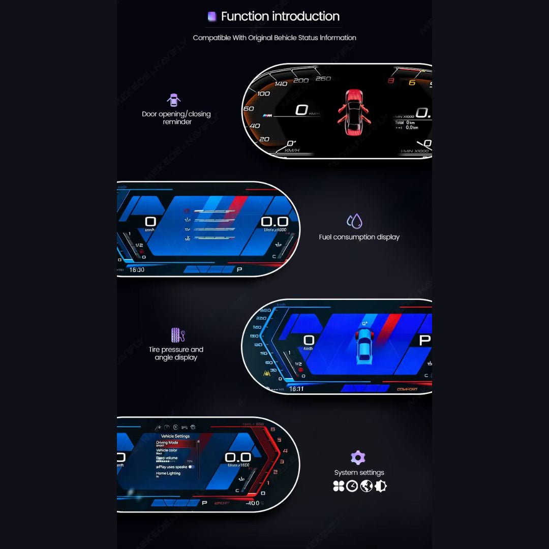 BMW F-Series 1 & 2 Series / X1 / X2 11″ Digital Instrument Cluster – LCD Dashboard with CarPlay - Pluscenter